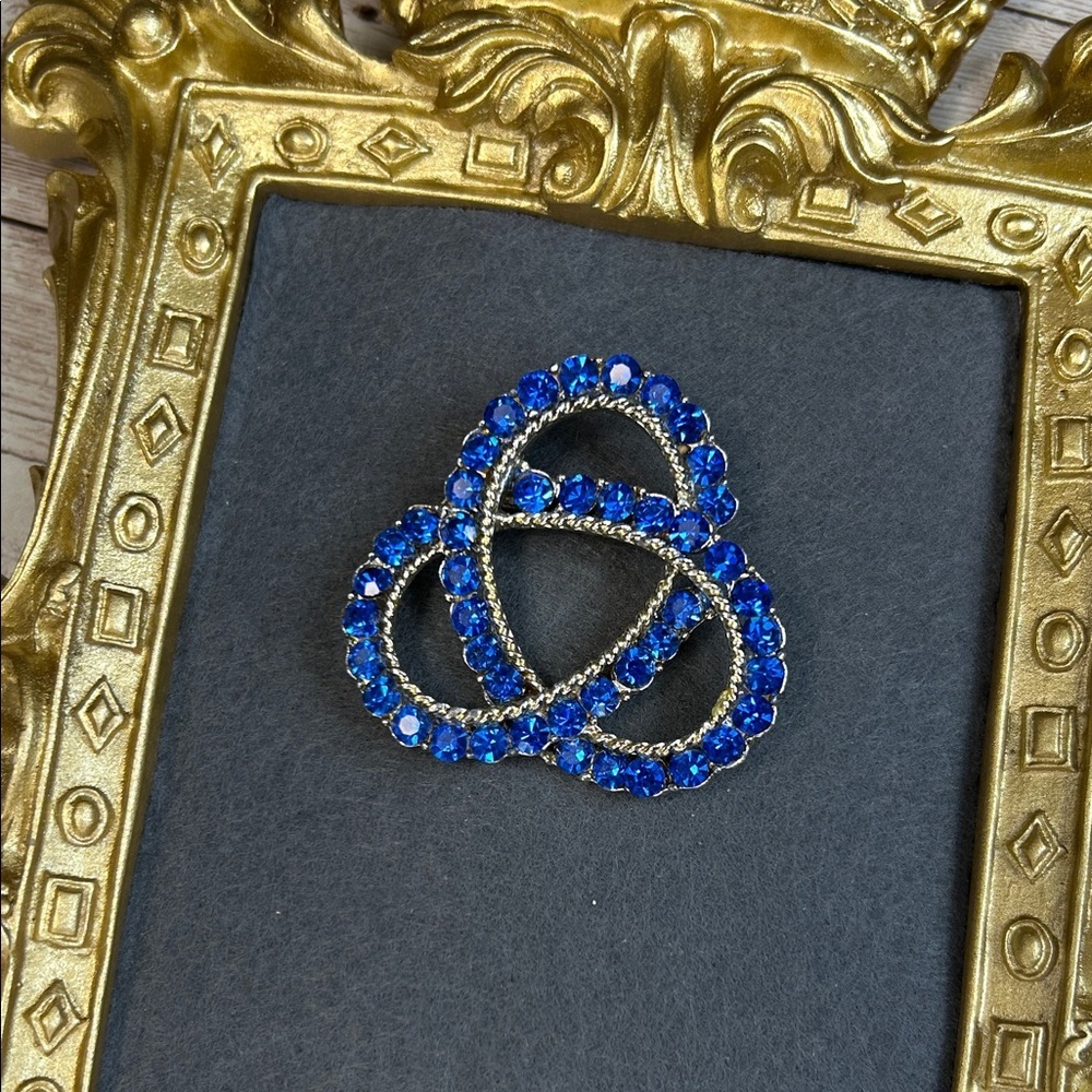 Cobalt Blue Rhinestone Brooch